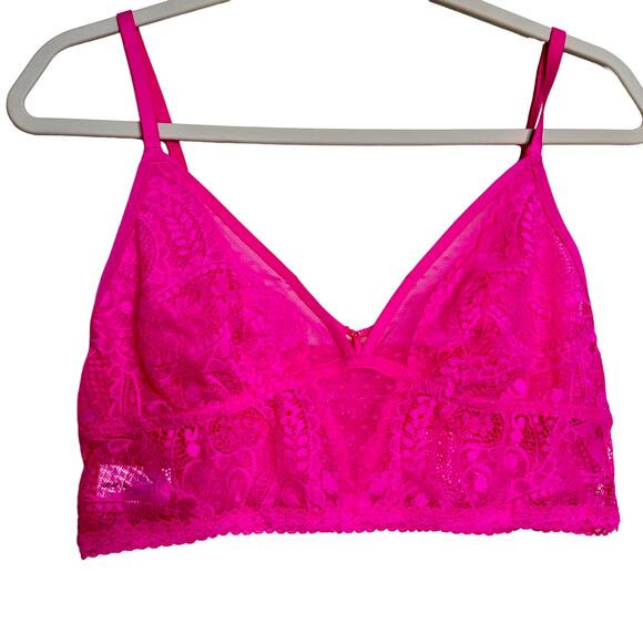 Aerie Paisley Lace Longline Bralette - Pink Cosmic NWT Size Large - Picture 2 of 8